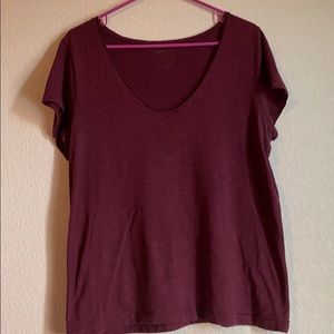 Maroon lose fitting top with wide v neck